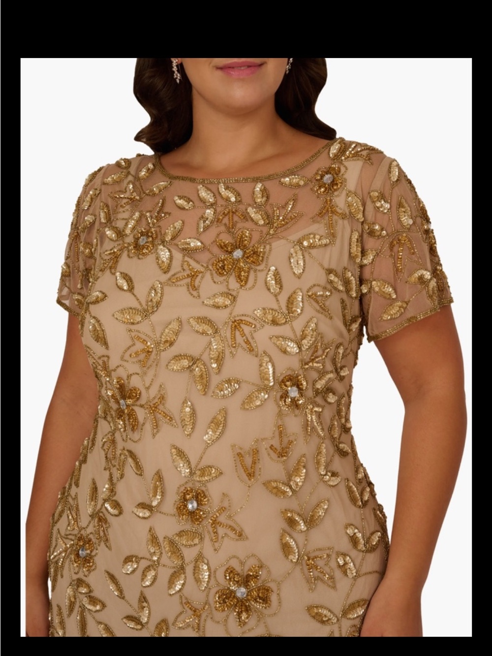 Adrianna Papell Beaded Gown,New,NoMissing Beads,ChampagneGold.actualColor#1-3 - Picture 3 of 10